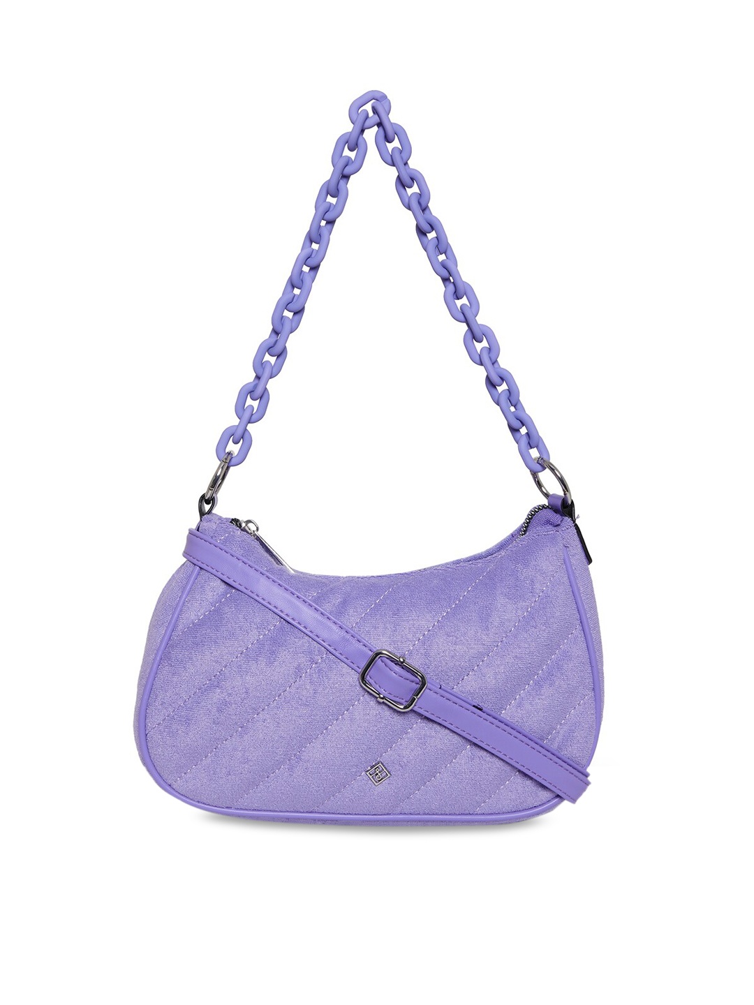 

Call It Spring Purple Textured Structured Shoulder Bag with Quilted