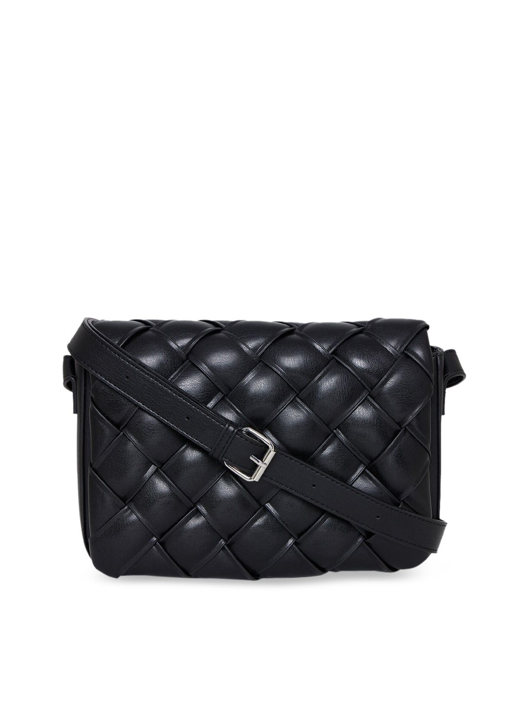 

Call It Spring Black Structured Sling Bag with Quilted