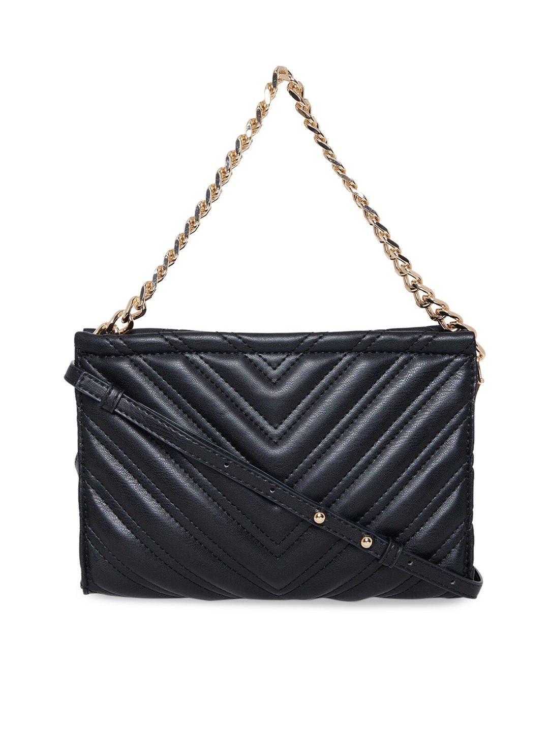 

Call It Spring Black Structured Shoulder Bag with Quilted
