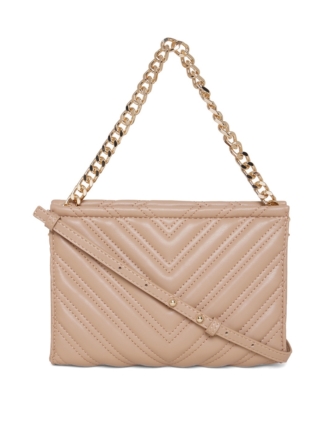 

Call It Spring Beige Structured Shoulder Bag with Quilted