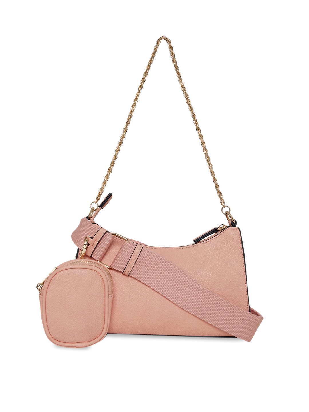 

Call It Spring Peach-Coloured Structured Hobo Bag