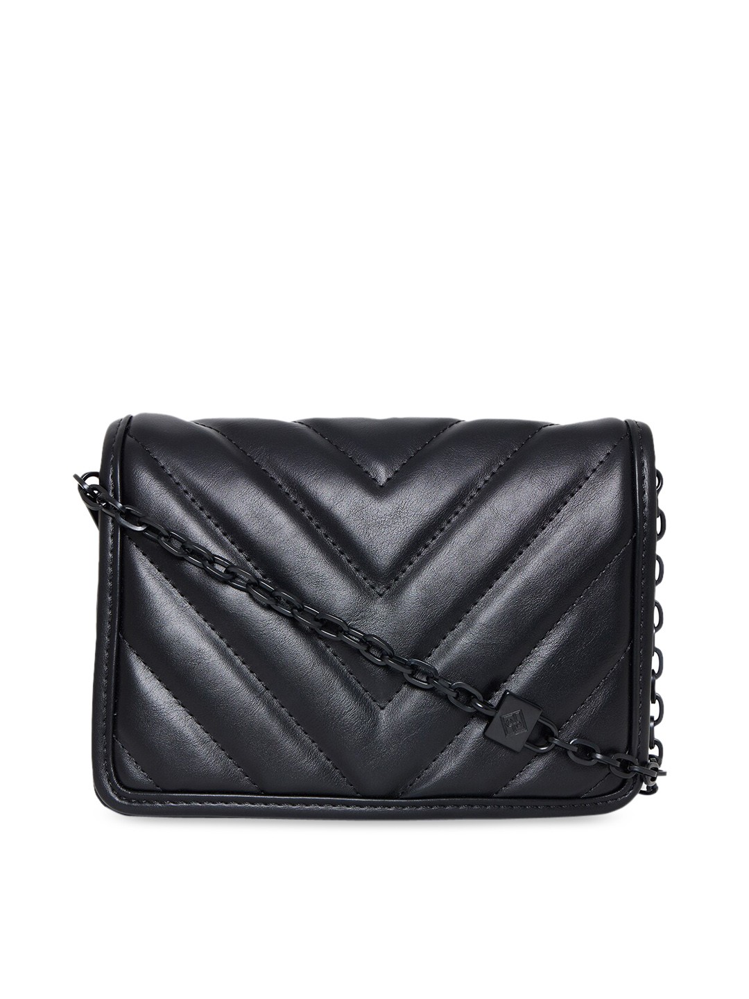 

Call It Spring Women Black Textured Structured Sling Bag