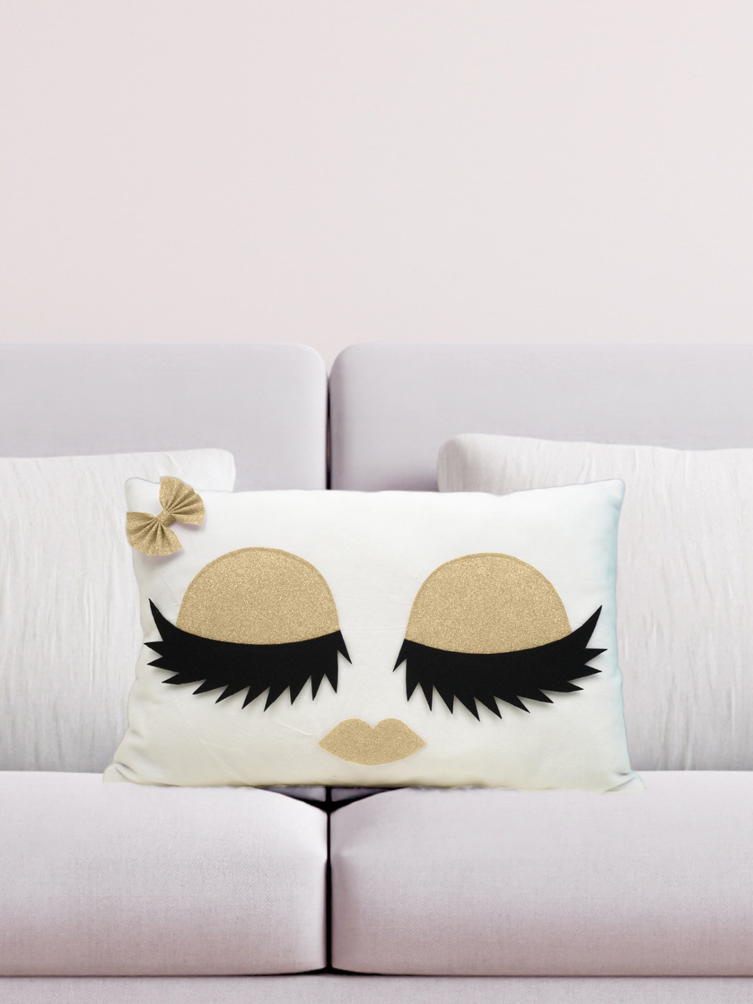 

Crazy Corner White & Black Eye Lash Printed Cushion