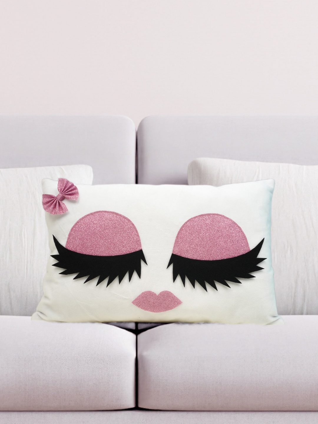 

Crazy Corner Pink & White Eye Lash Plush Cushion