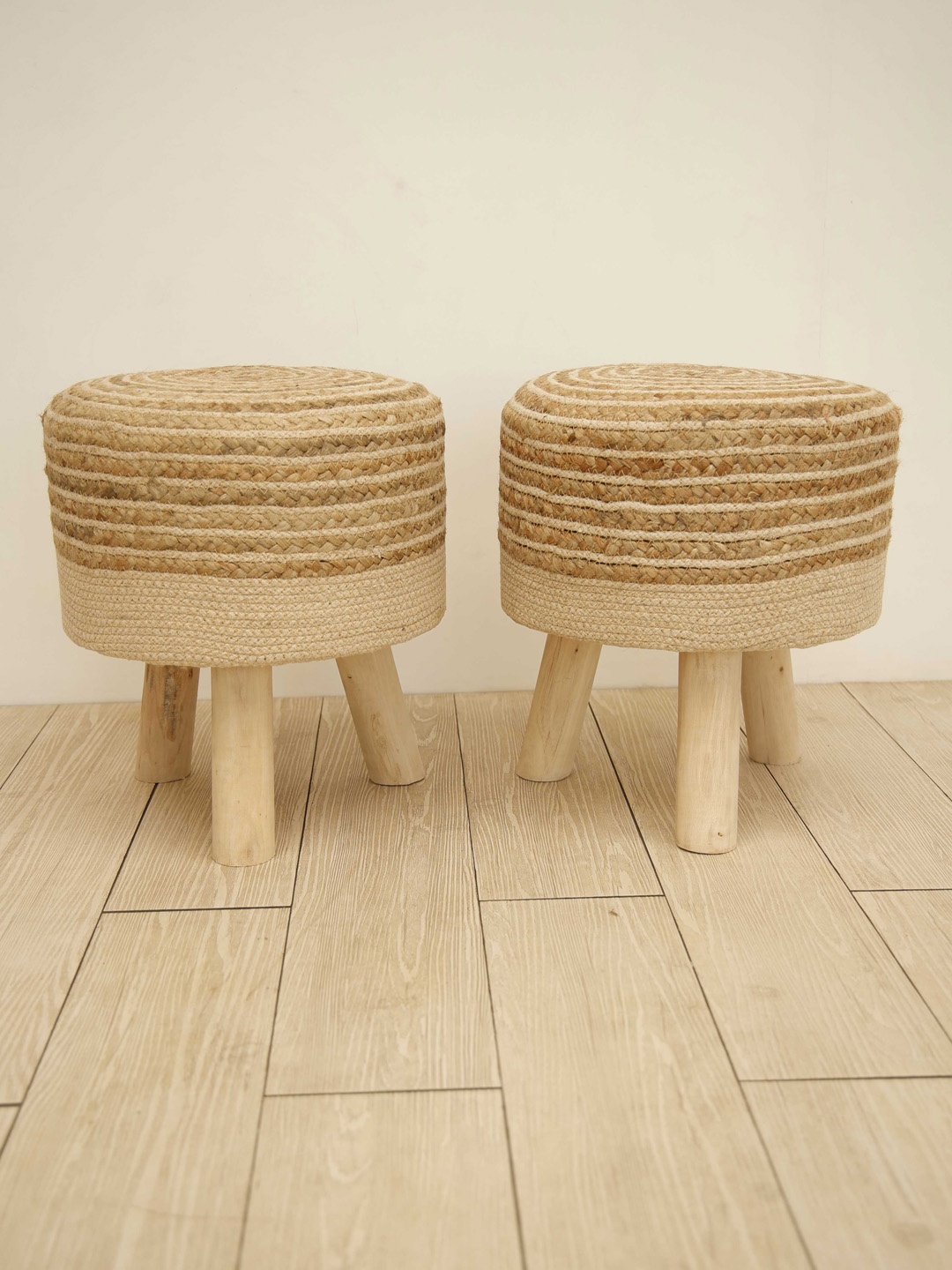 

Ariana Beige Jute Bohemian Ottoman