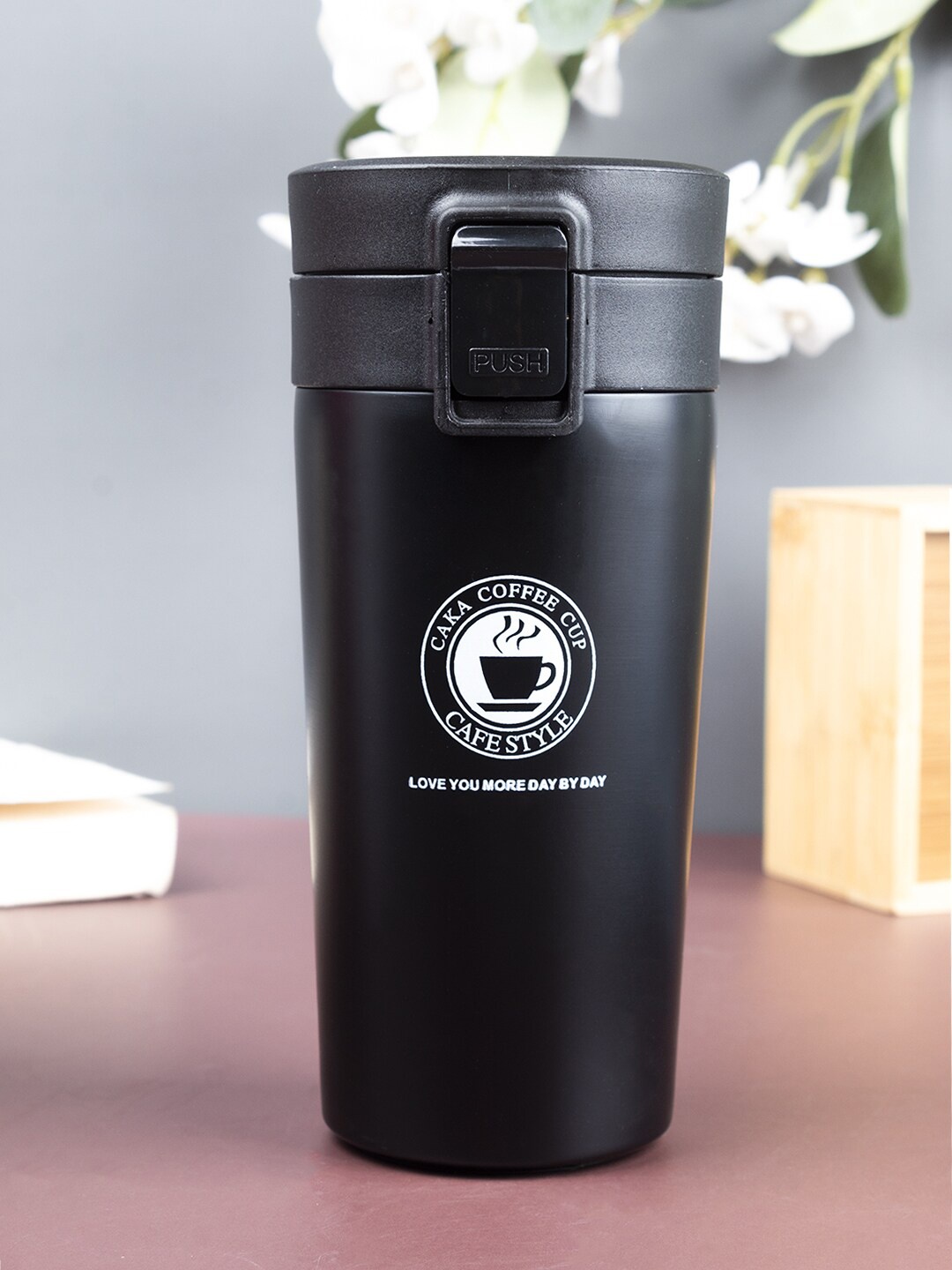 

MARKET99 Black & White Printed Stainless Steel Glossy Mug and Bowl