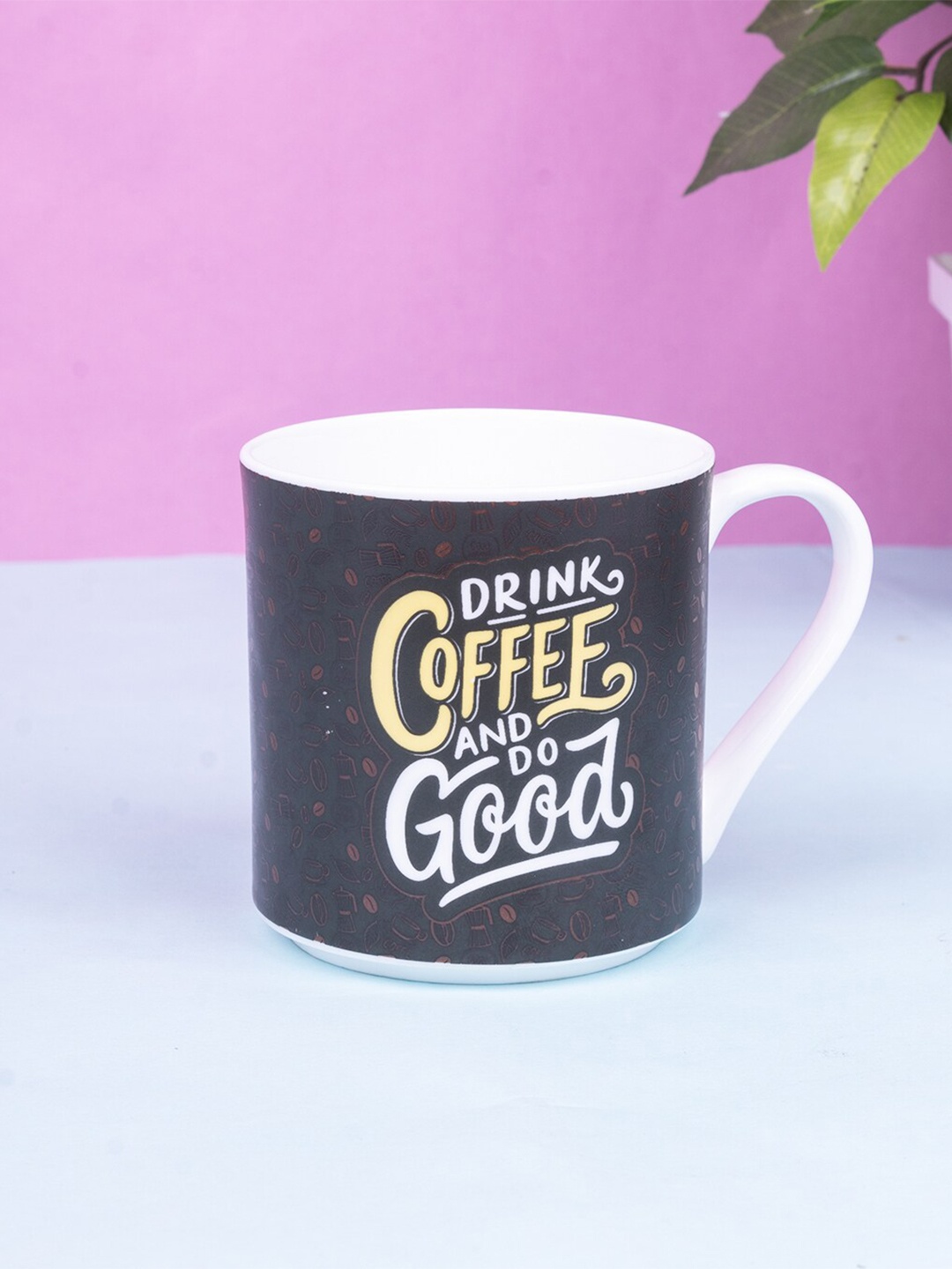

MARKET99 Set of 2 Black & White Printed Ceramic Glossy Mugs