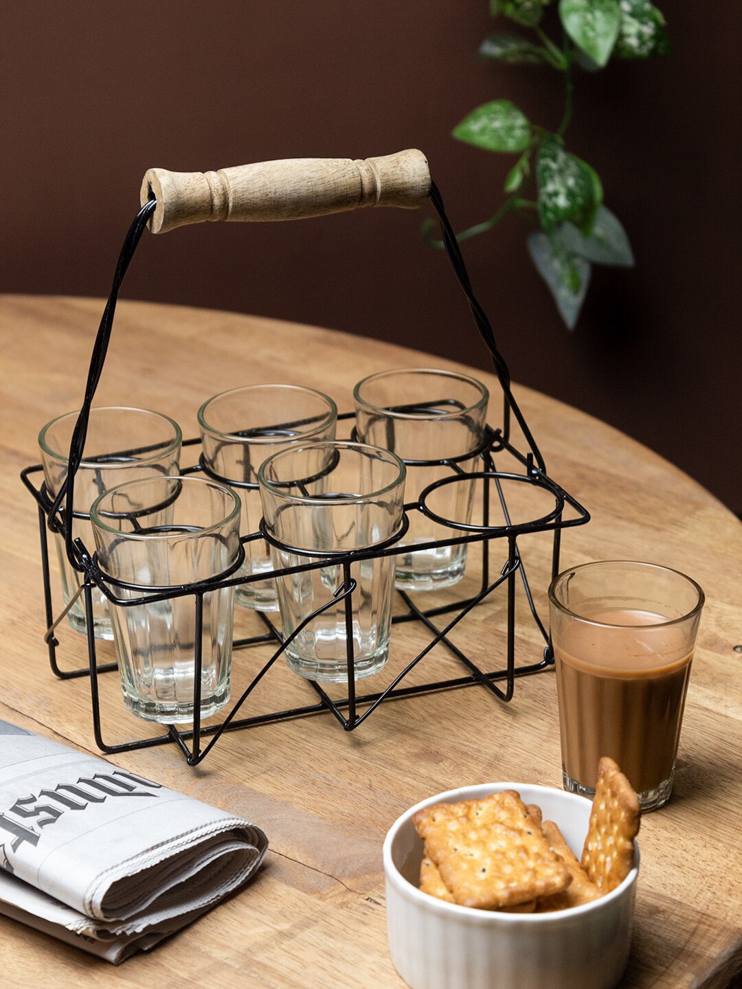 

MARKET99 Set of 6 Glasses with Stand, Transparent