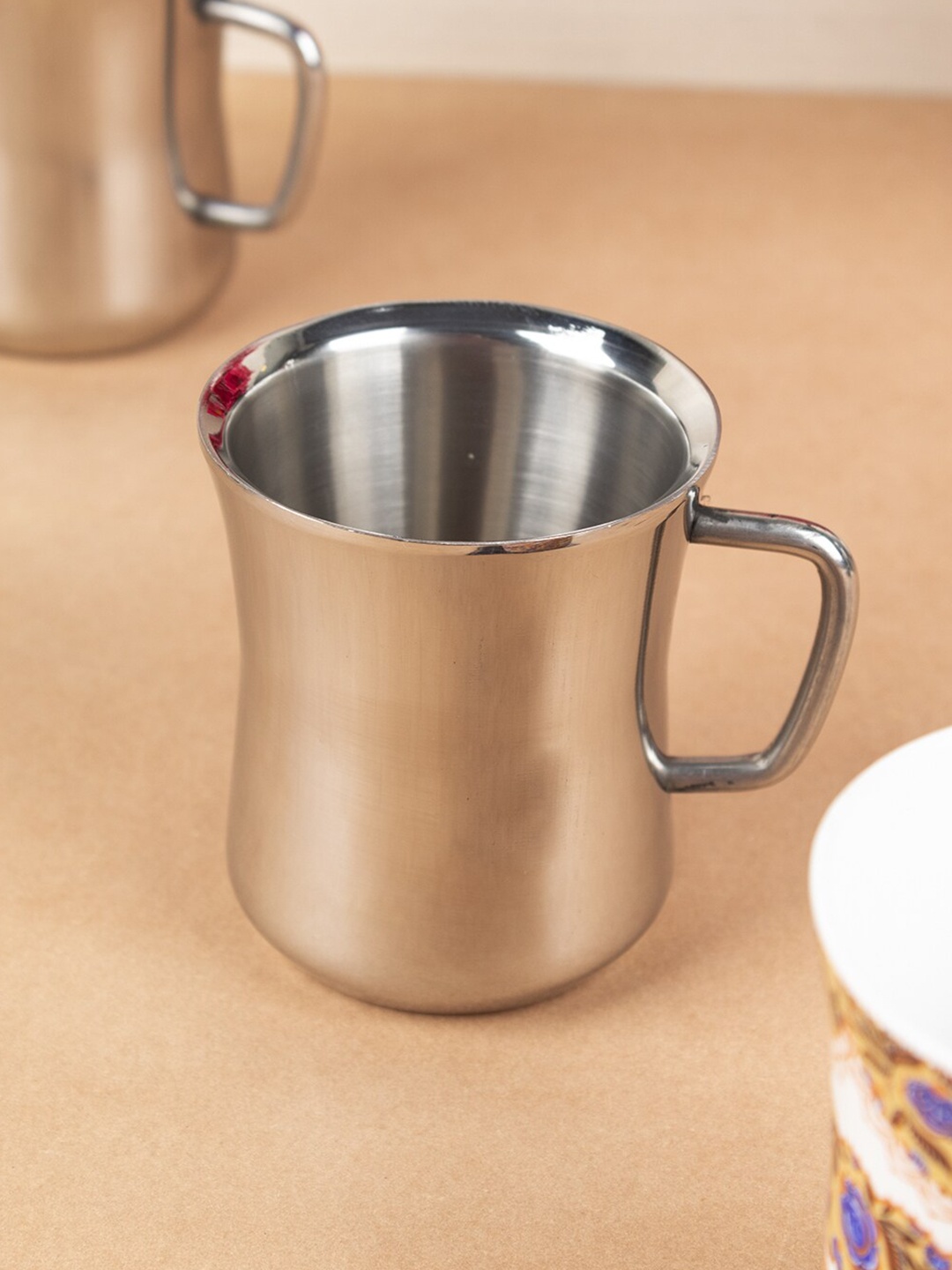 

MARKET99 Set of 2 Silver-Toned & Copper-Toned Solid Stainless Steel Glossy Mugs