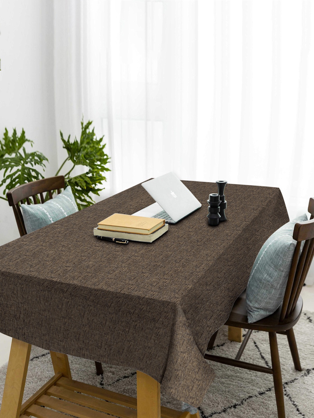 

KLOTTHE Brown Woven Design Cotton Table Cover
