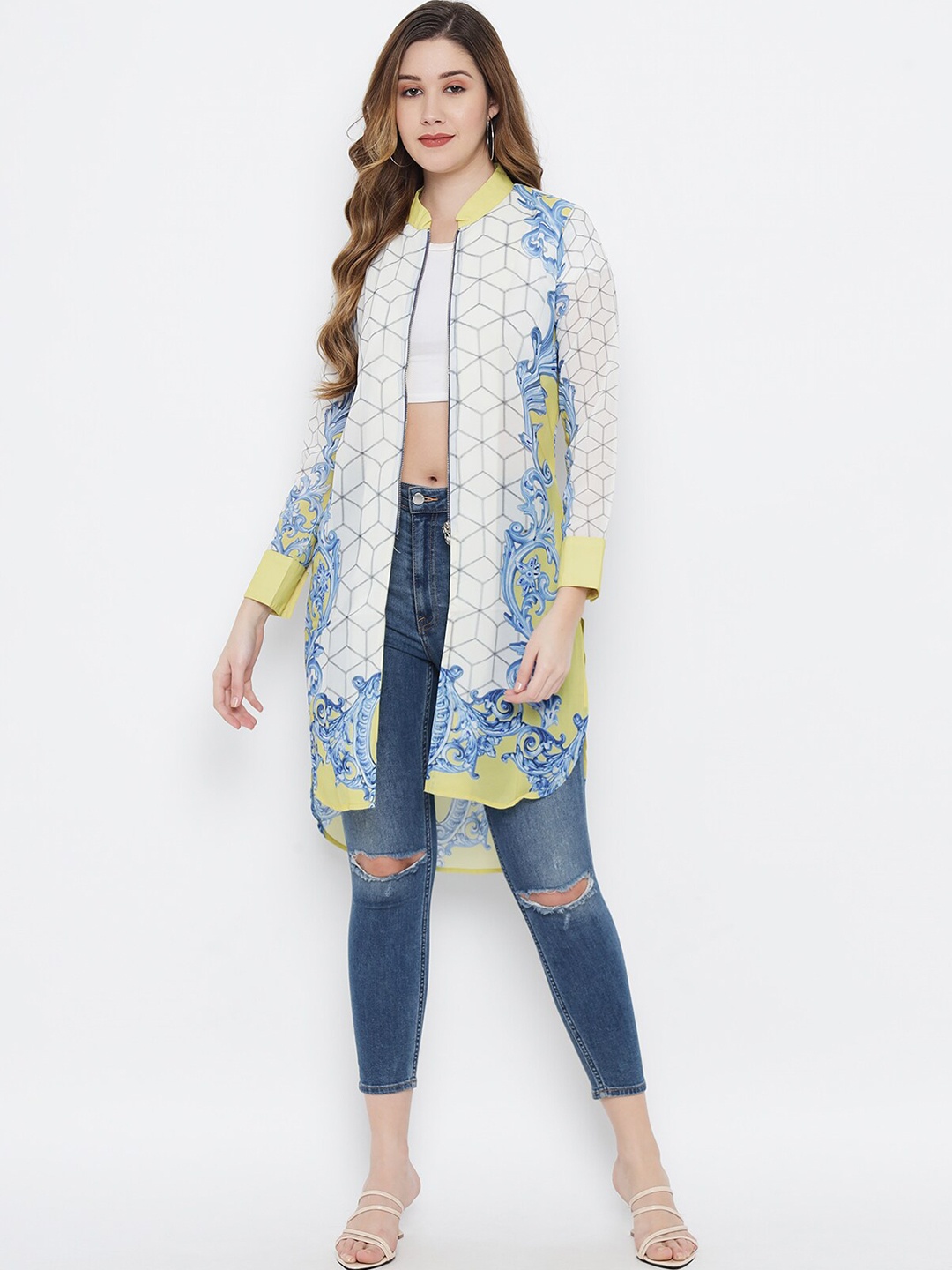

MAXENCE Yellow Printed Kurti