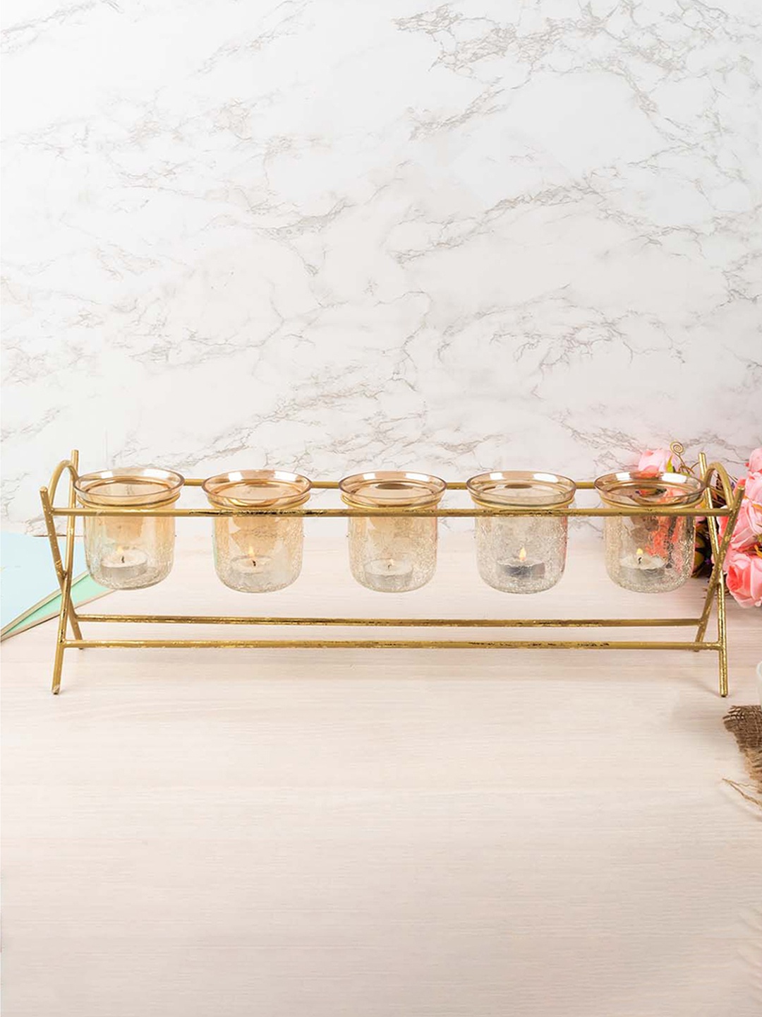 

MARKET99 Gold & Transparent Solid Tea-Light Candle Holders