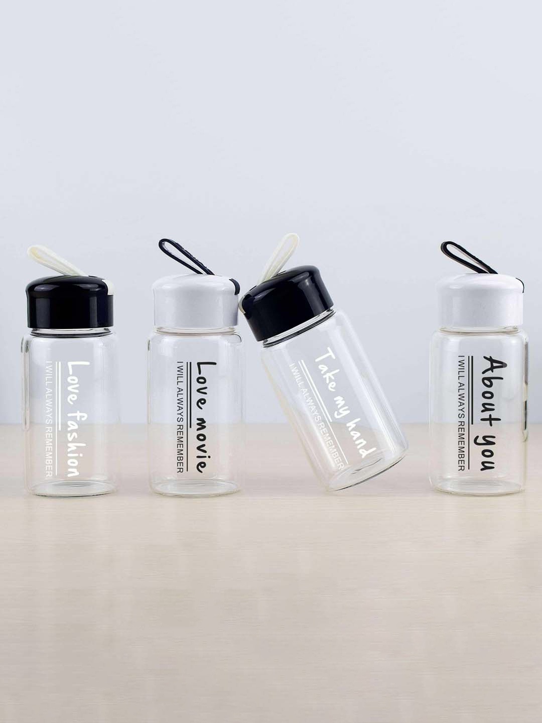 

MARKET99 Black Solid Glass Water Bottles 320 Ml