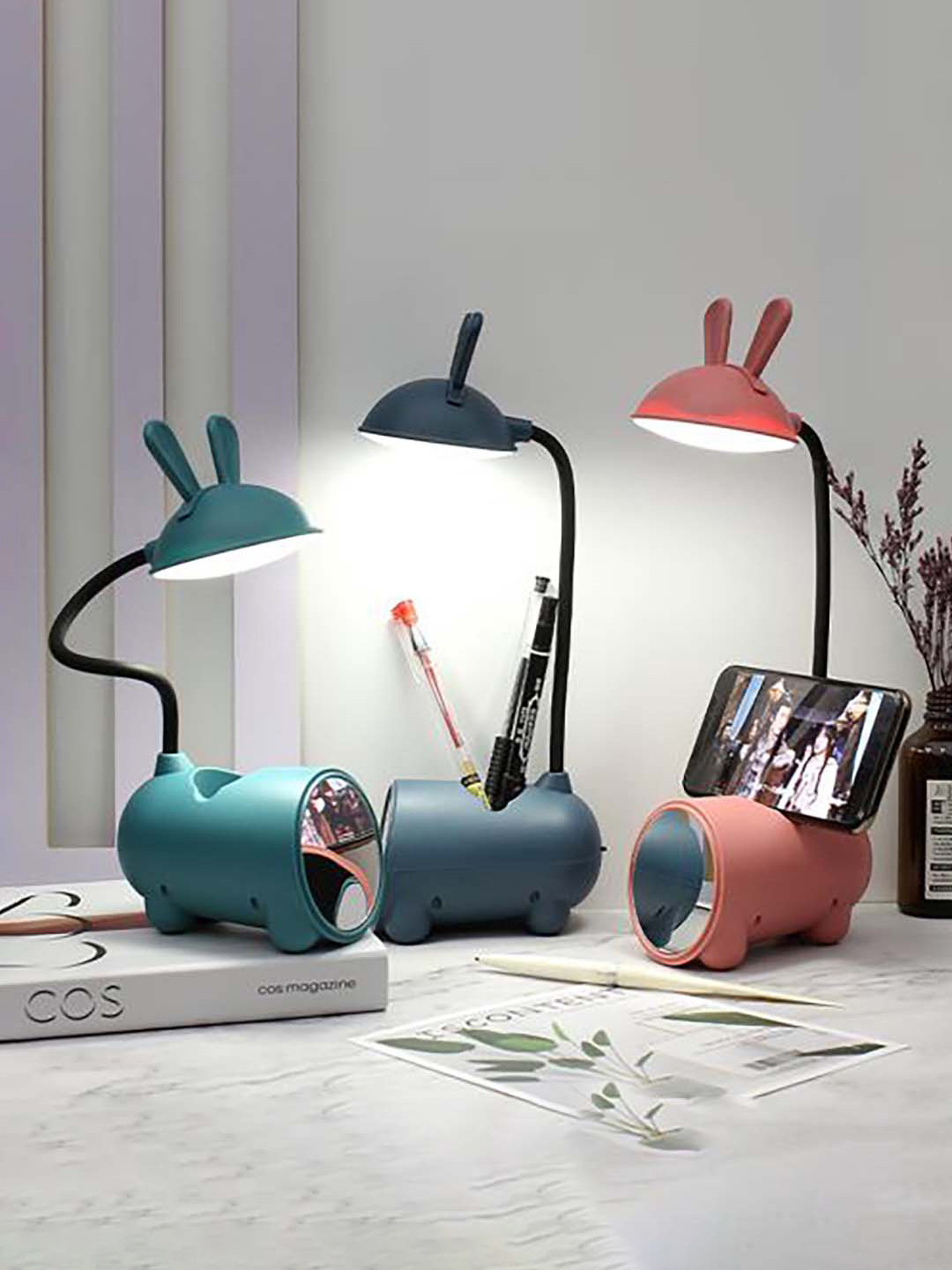 

MARKET99 Kids Sea Green Solid Iron Study Lamp