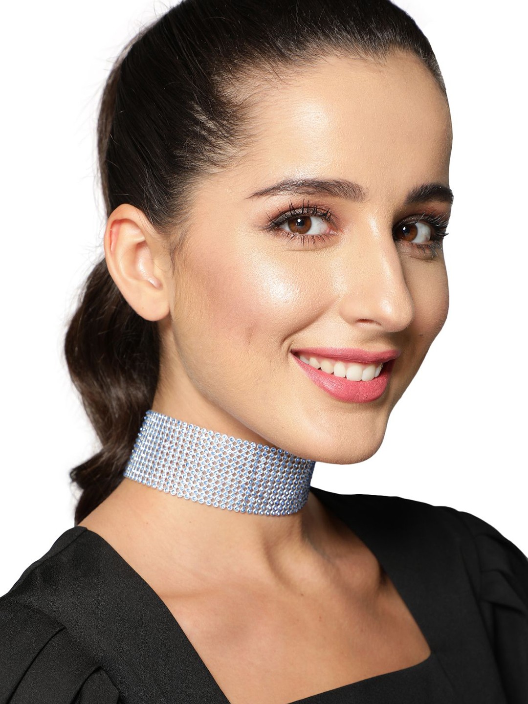 

AQUASTREET Blue & Silver-Toned Rhinestone Choker Necklace