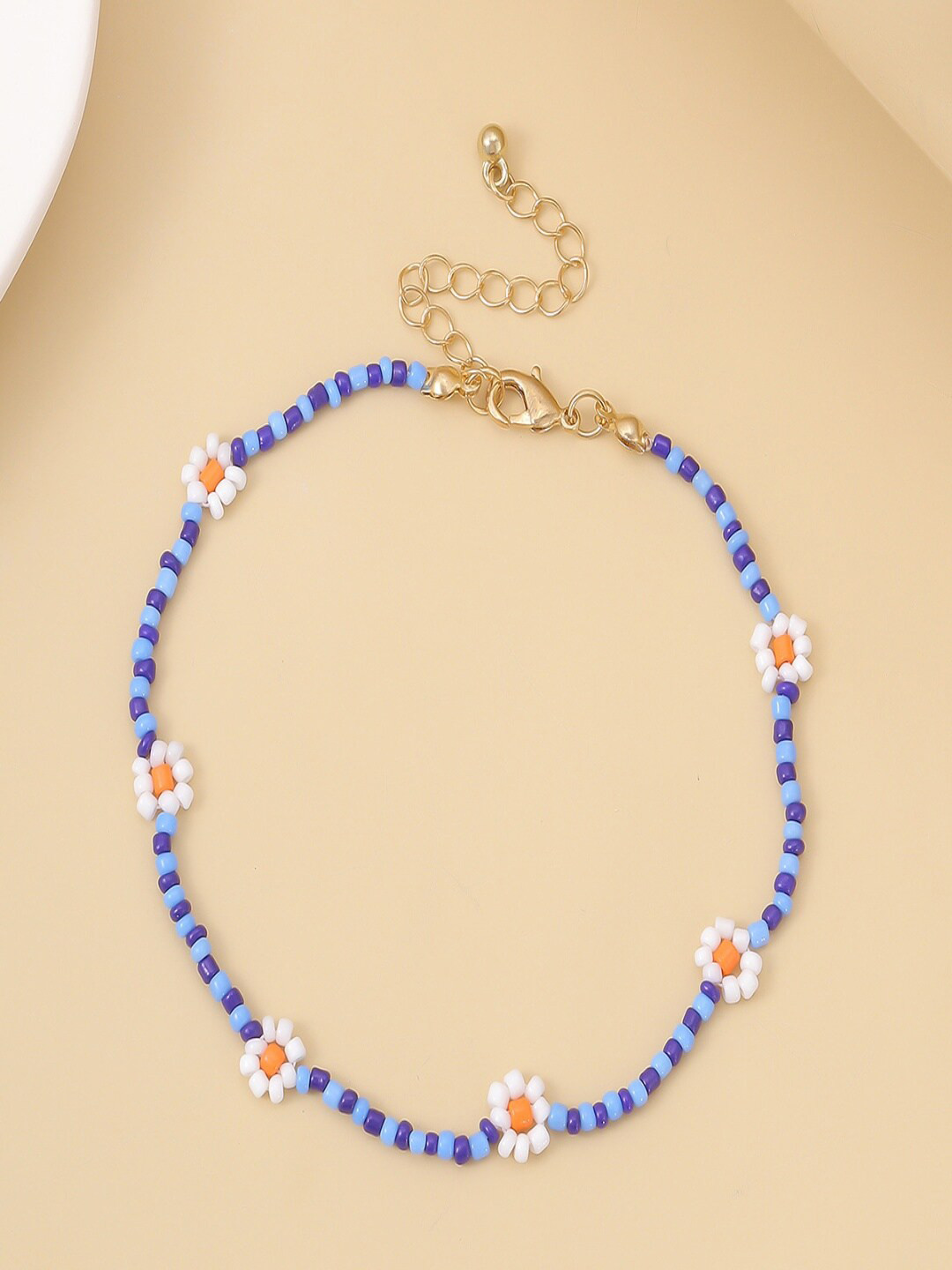 

AQUASTREET Blue & White Beaded Bohemian Choker Necklace