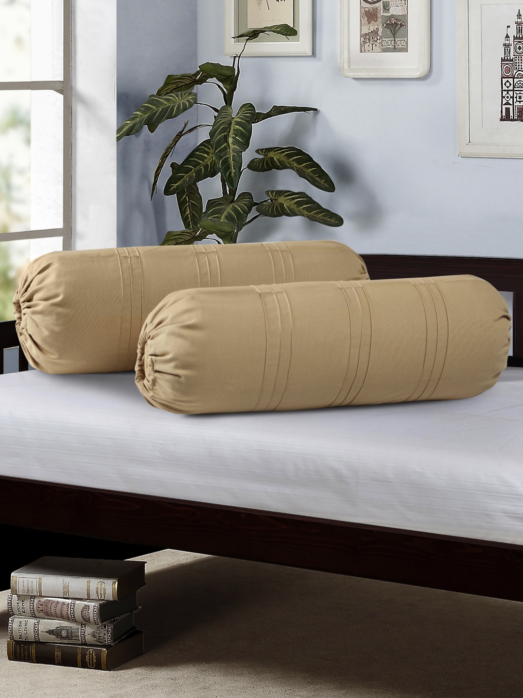 

SWAYAM Beige Set of 2 30" x 15" Cylindrical Bolster Covers