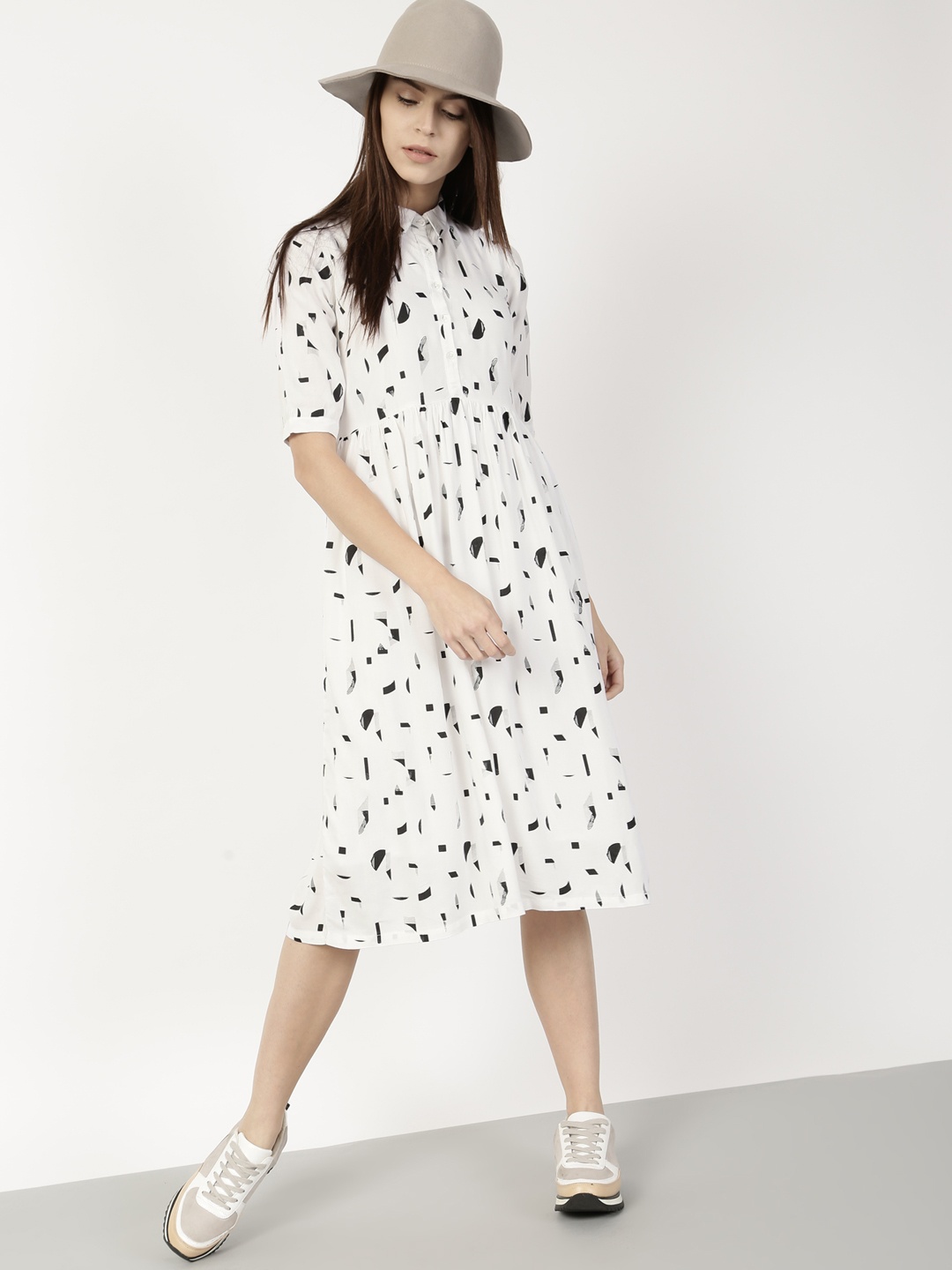 

ether Women White Printed Shirt Dress