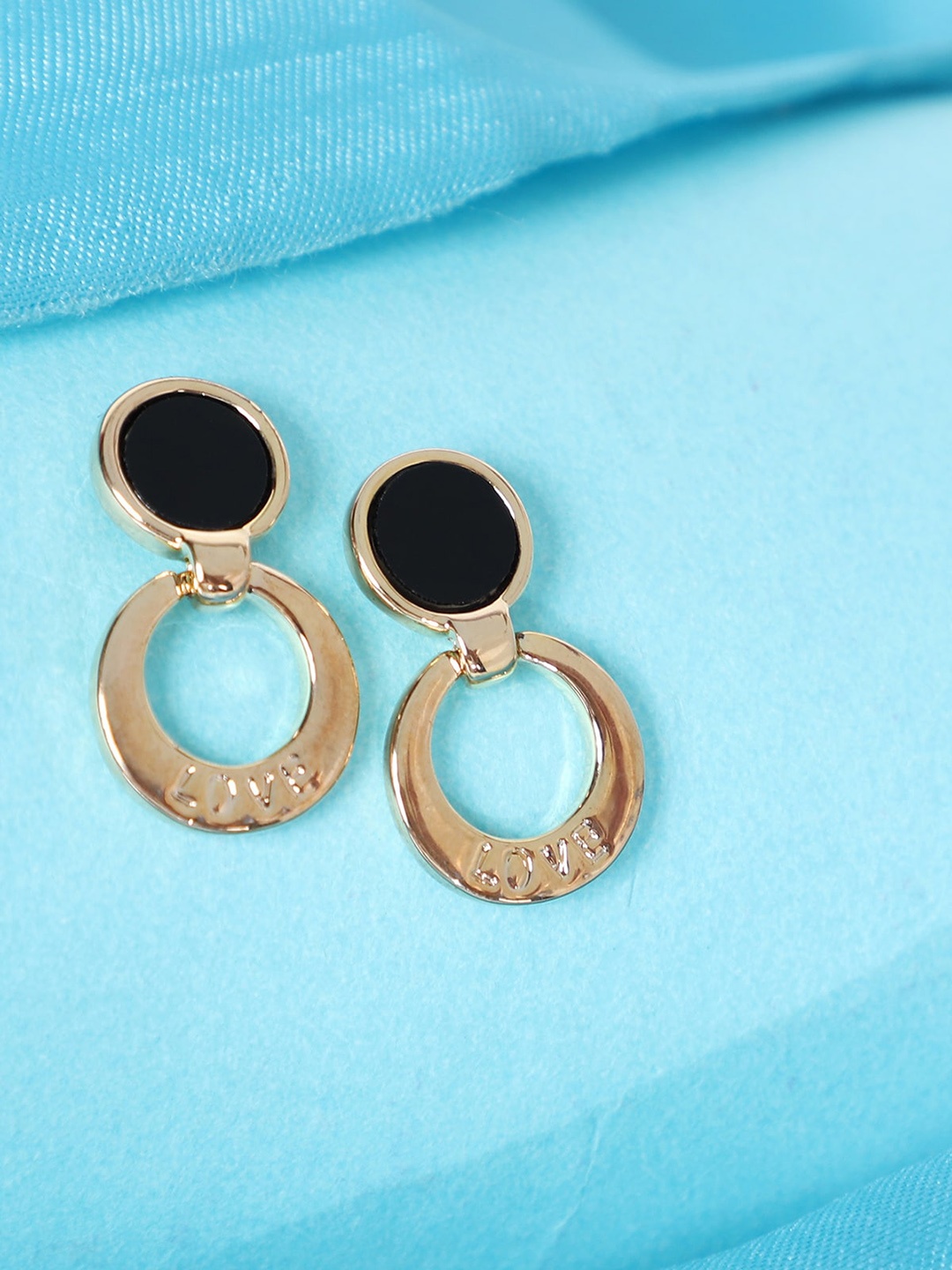 

AQUASTREET Gold-Plated & Black Contemporary Drop Earrings