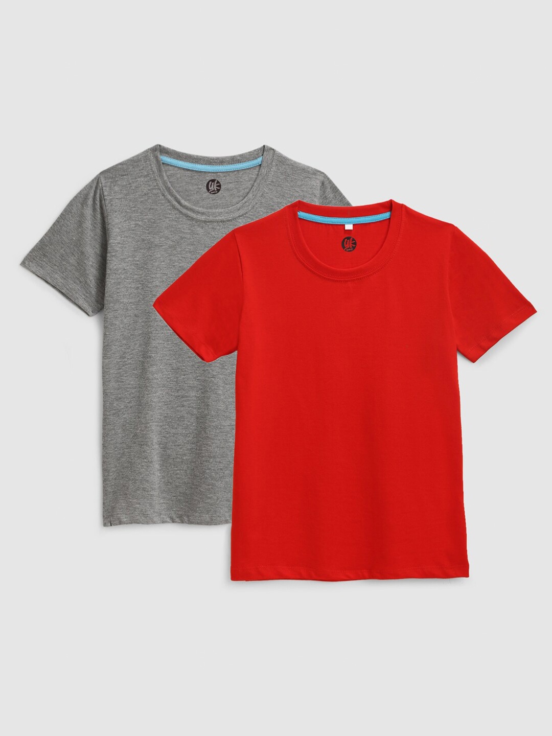 

YK Boys Grey & Red Set Of 2 Running T-shirt