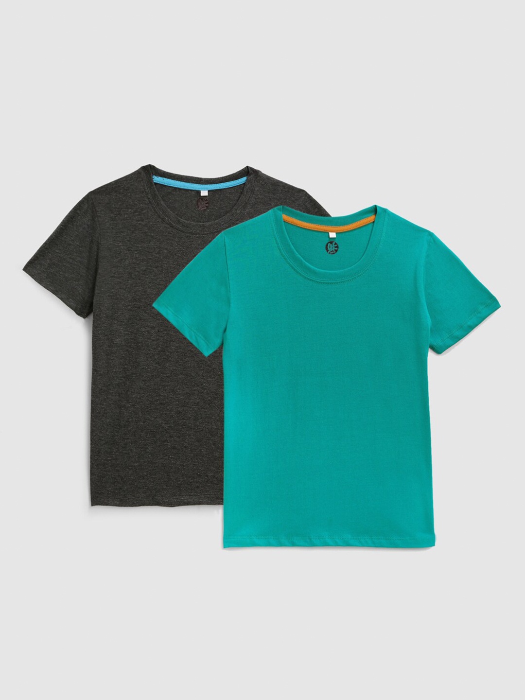 

YK Boys Black & Sea Green Pack Of 2 Running T-shirt