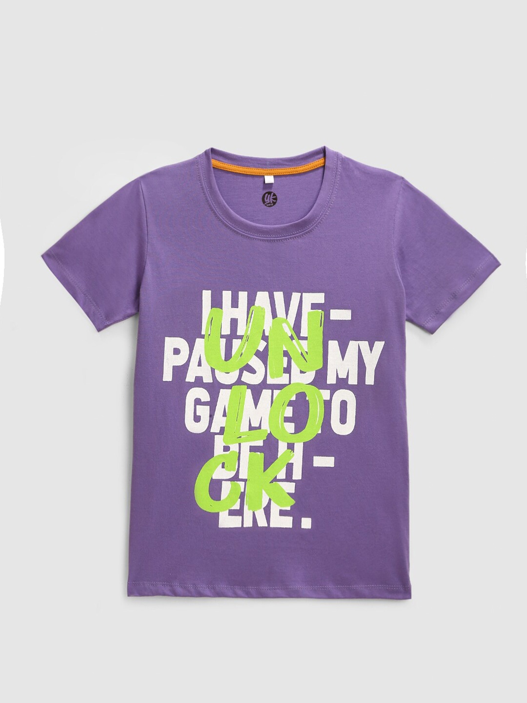 

YK Boys Purple Typography Printed T-shirt