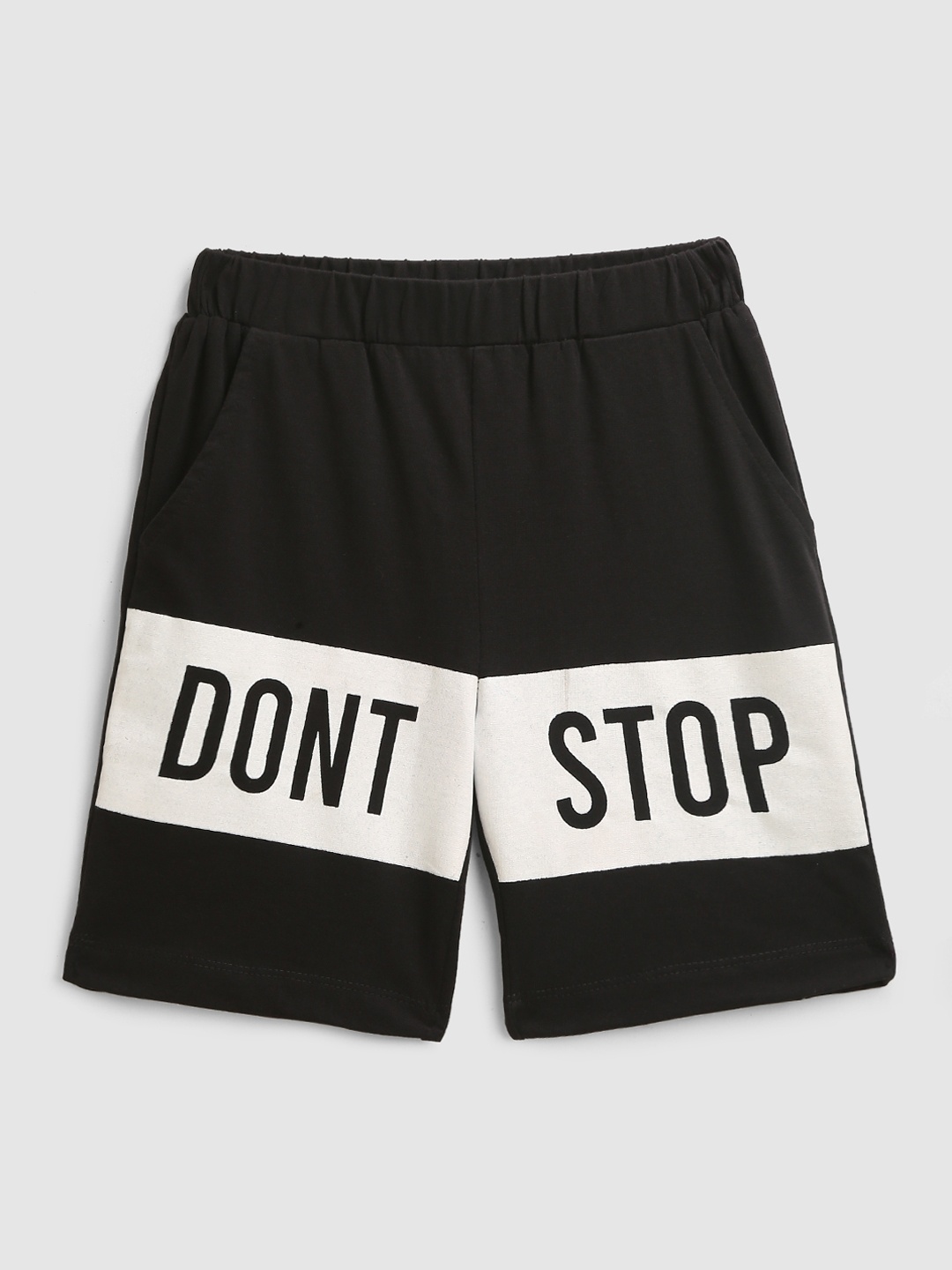 

YK Boys Black & White Typography Printed Cotton Shorts