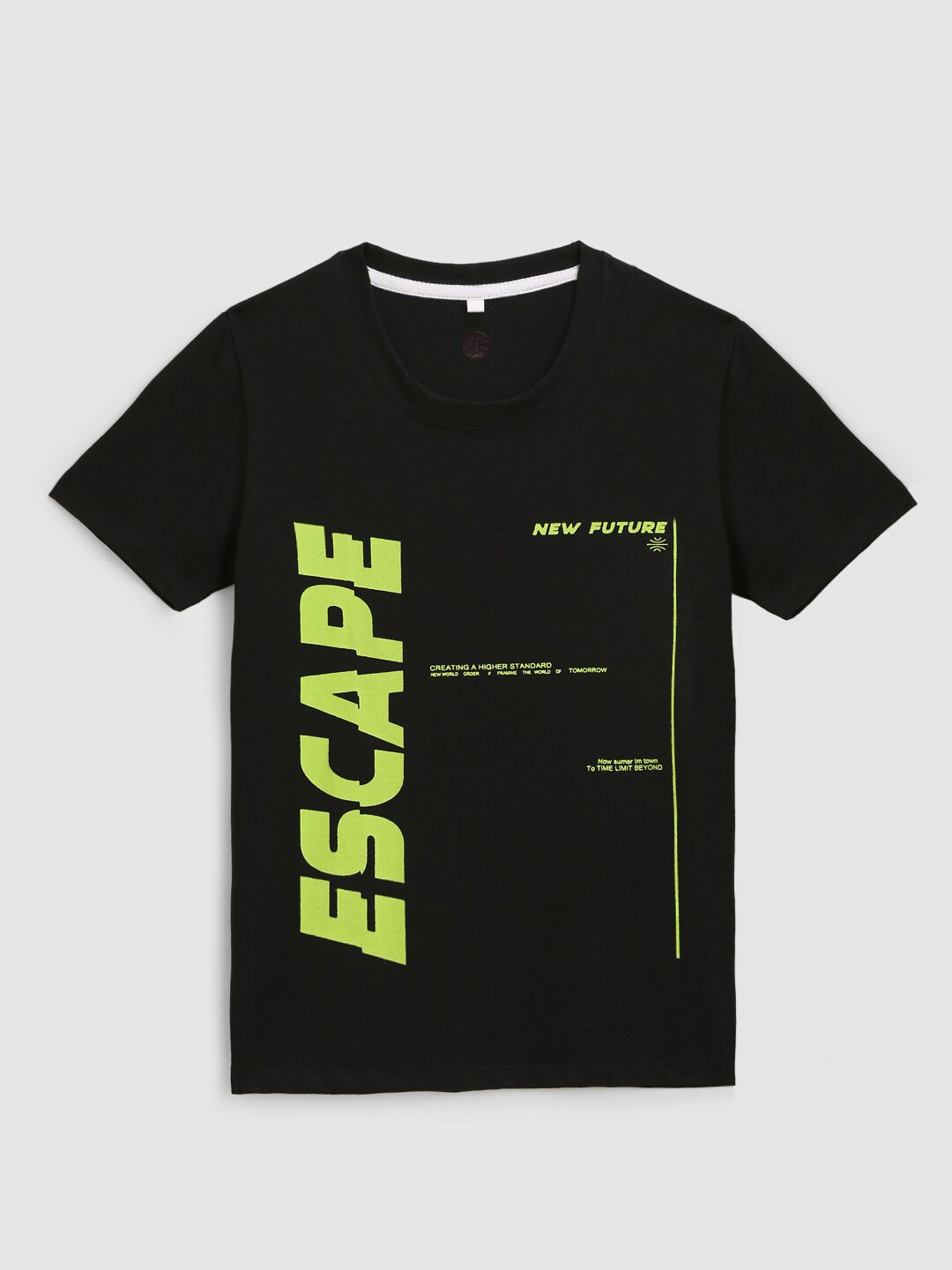 

YK Boys Black & Green Typography Printed Cotton T-shirt