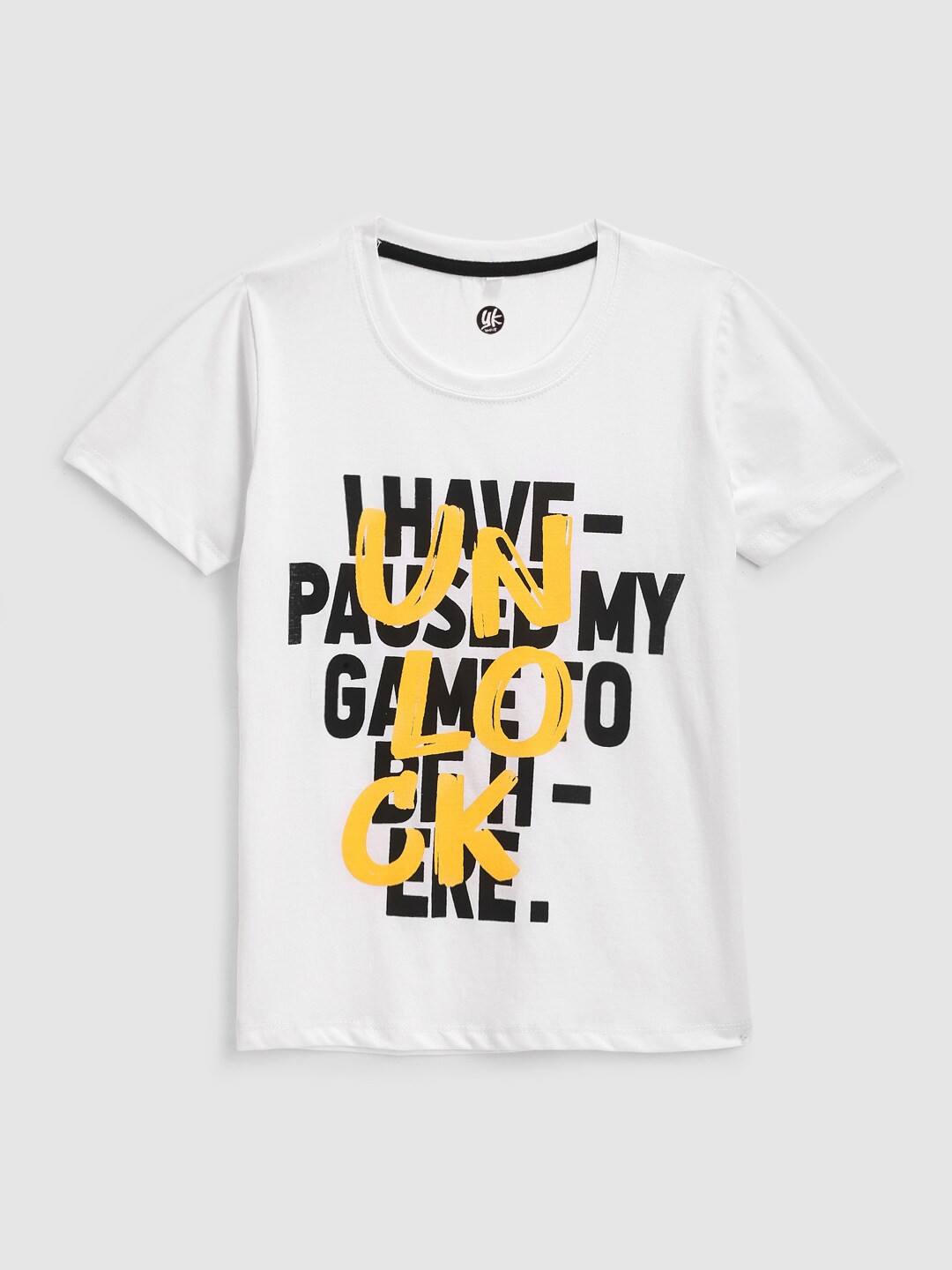 

YK Boys White Typography Printed Running T-shirt