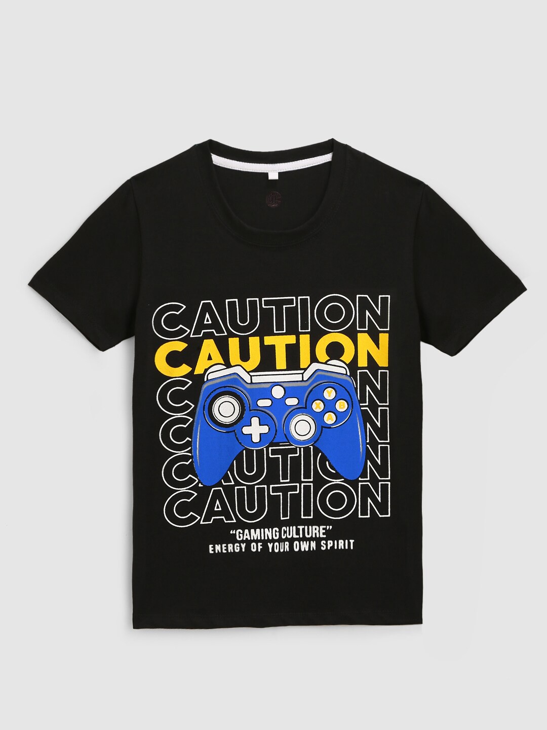 

YK Boys Black Printed Running T-shirt