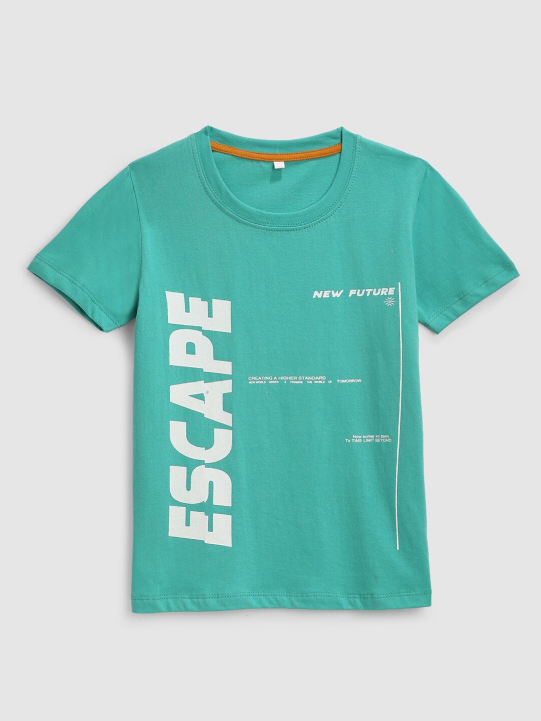 

YK Boys Teal Green Typography Printed Cotton Running T-shirt