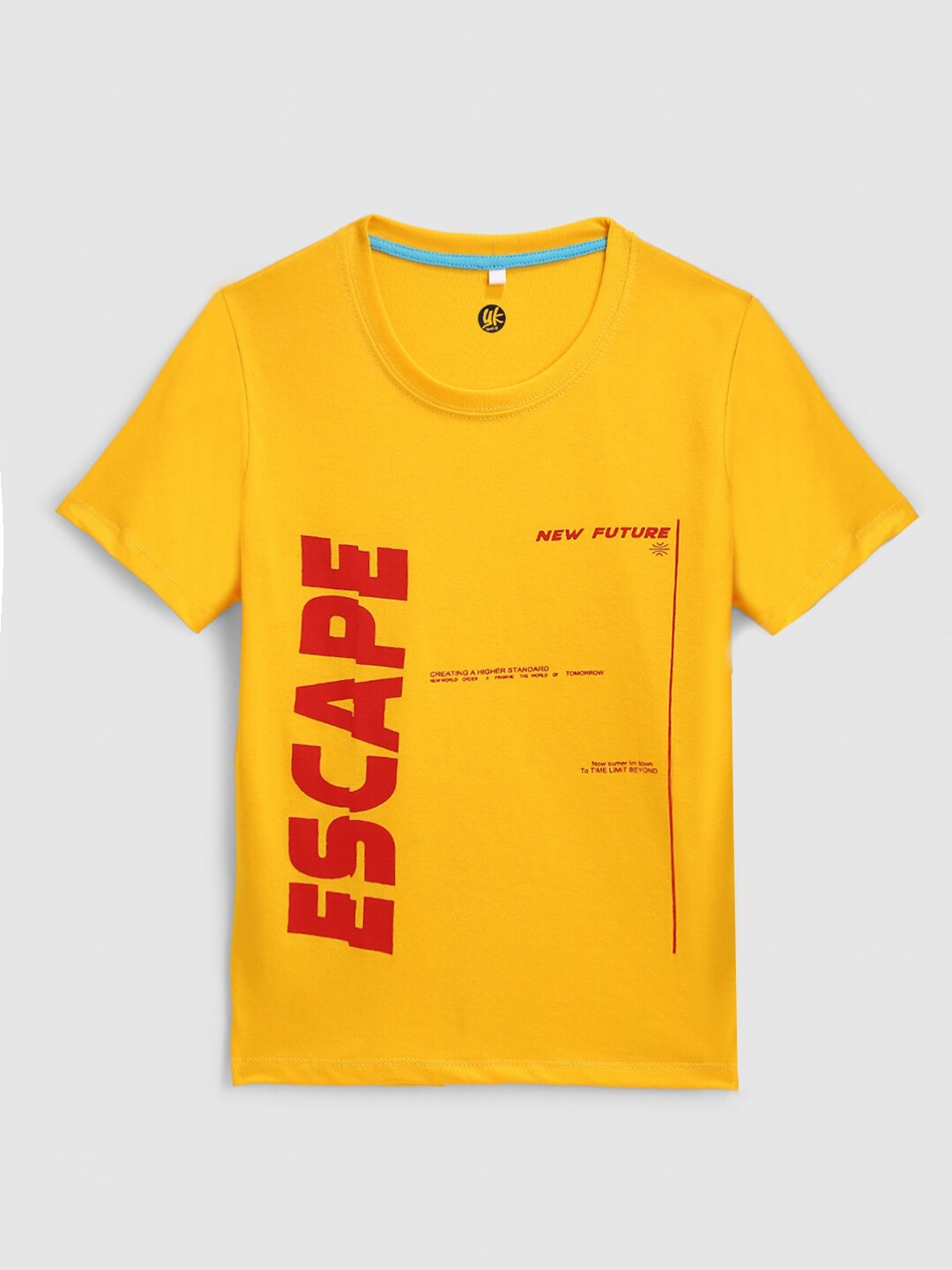 

YK Boys Yellow Typography Printed Cotton T-shirt