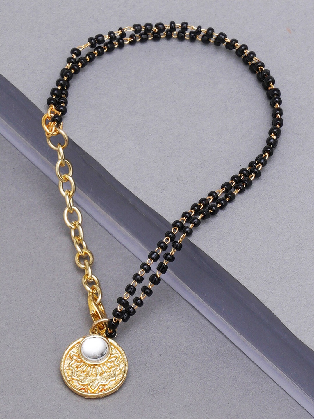 

KARATCART Women Gold-Plated & Black Charm Bracelet