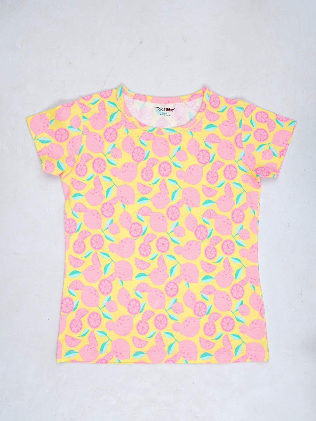 

Taatoom Girls Yellow & Pink Printed Pure Cotton Night suit