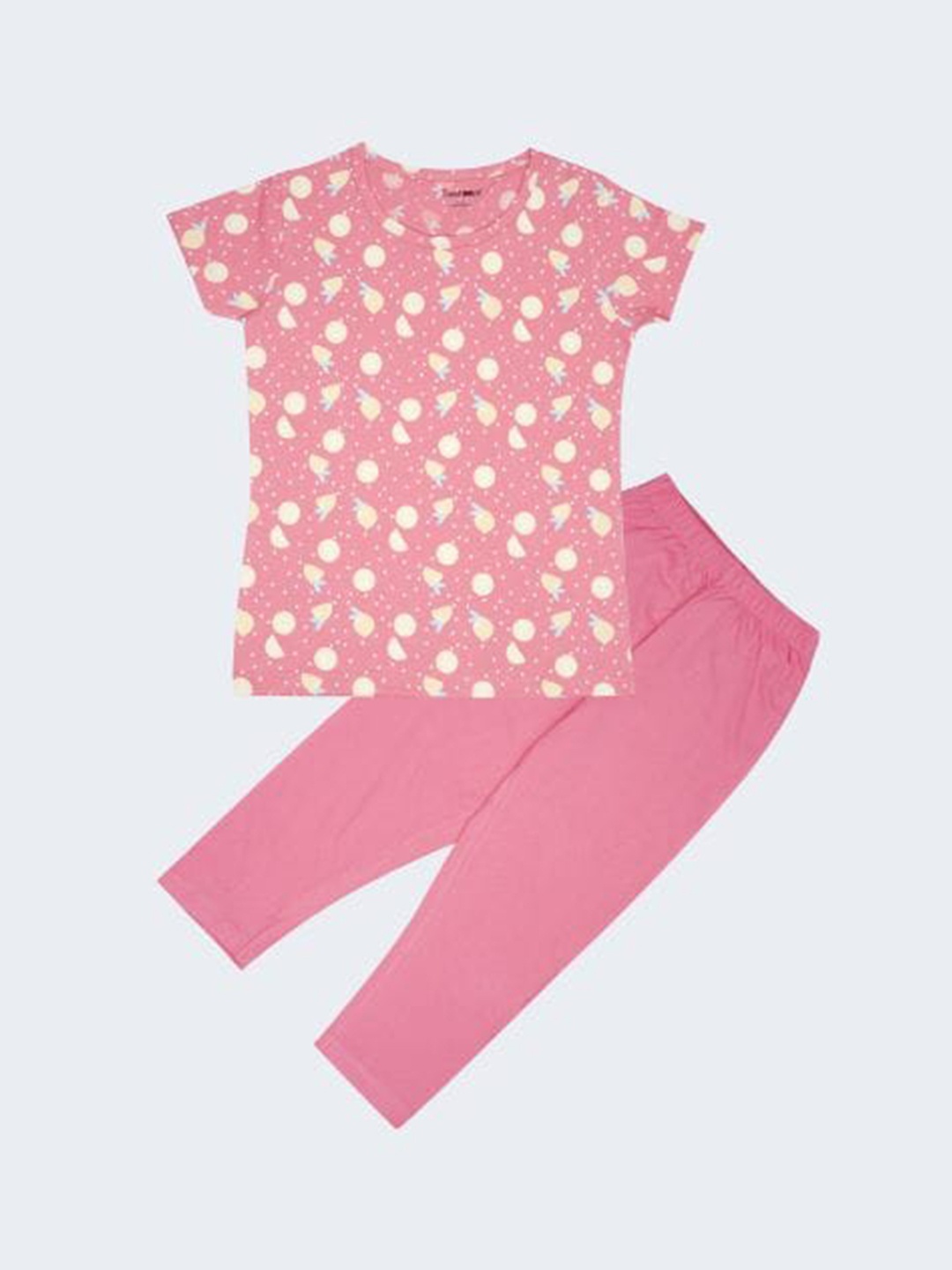 

Taatoom Girls Peach-Coloured Printed Pure Cotton Night suit
