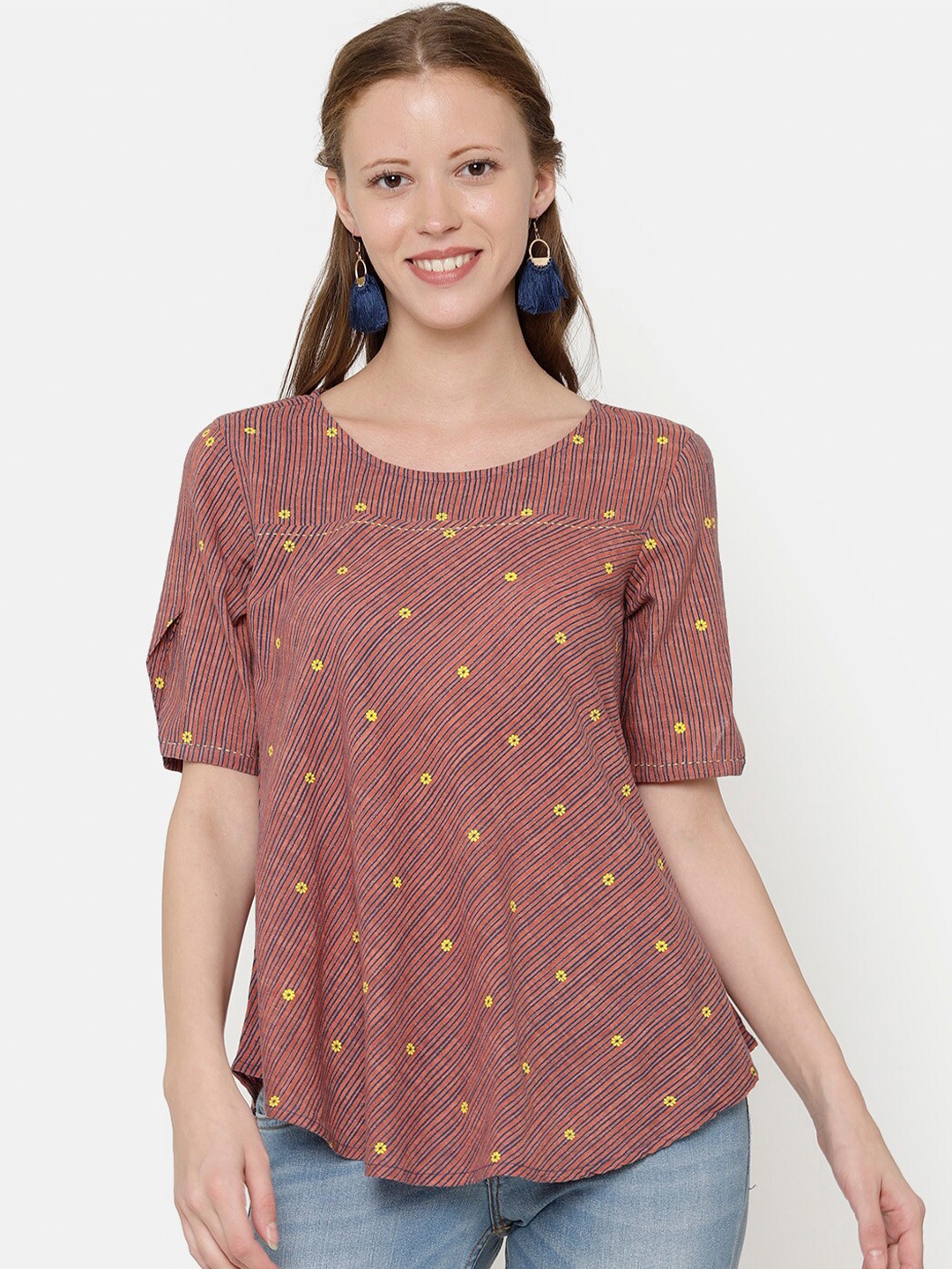 

UNTUNG Pink Striped Top