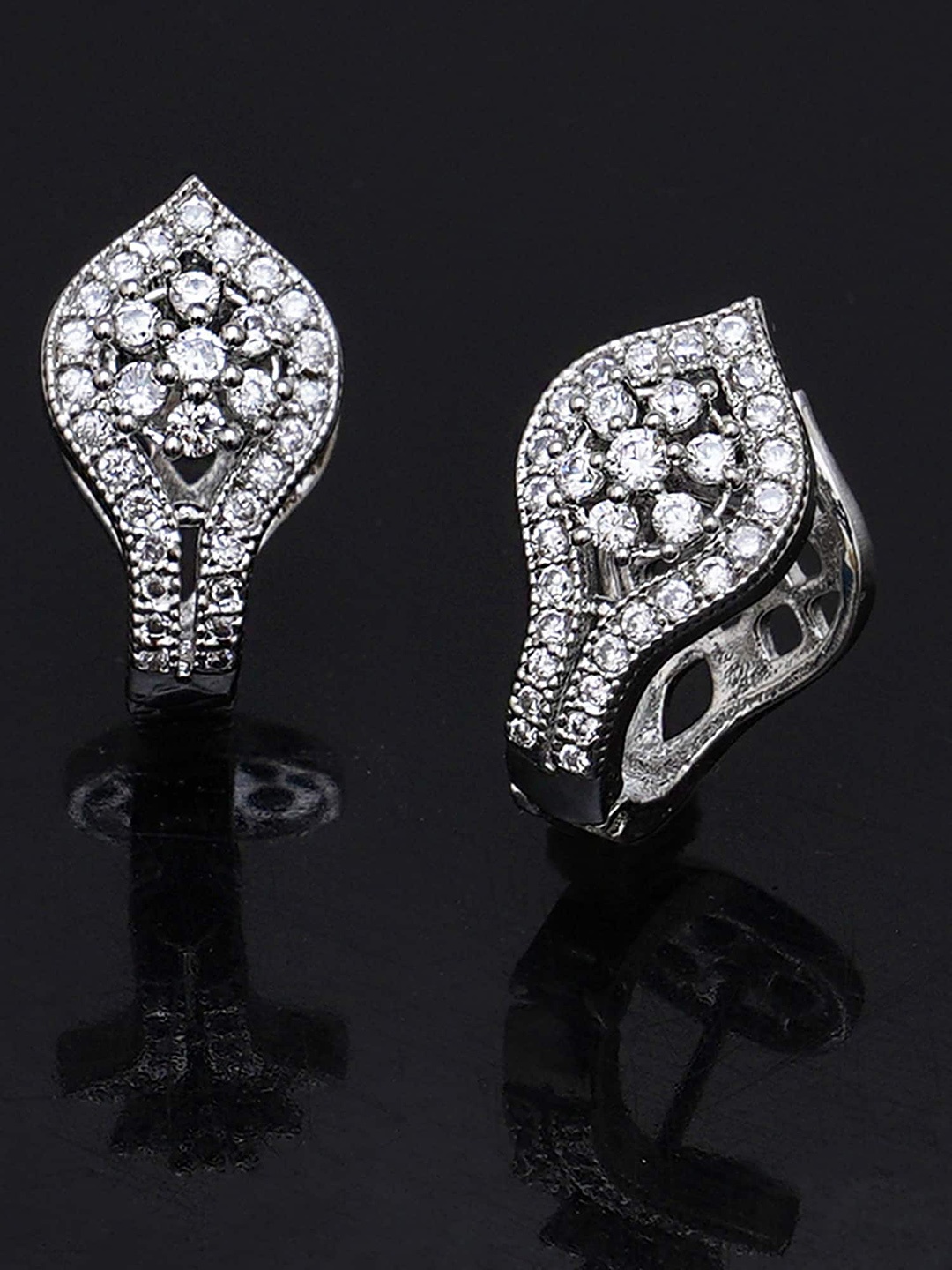 

KARATCART AD Studded Silver-Toned Contemporary Studs Earrings