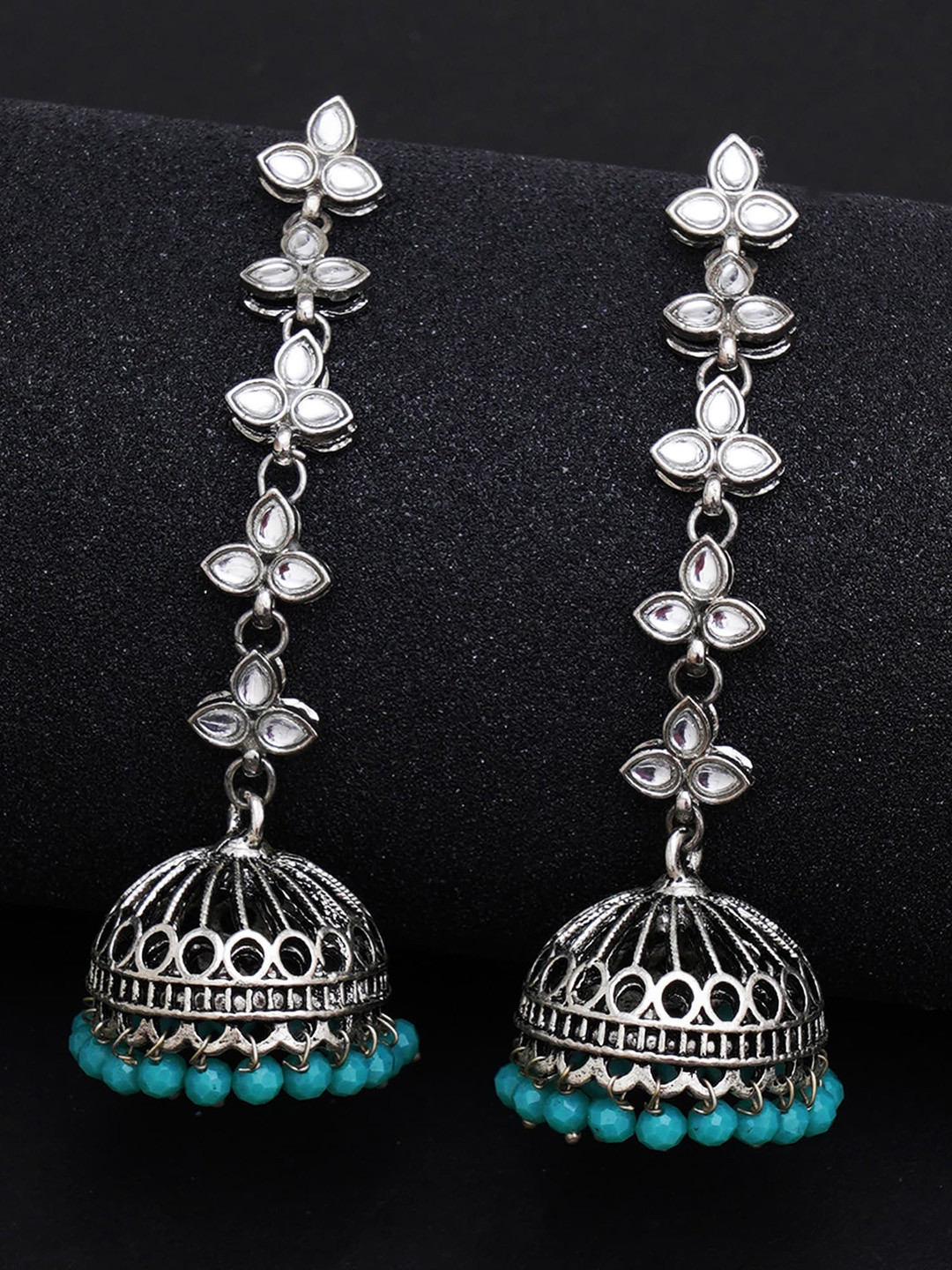 

KARATCART Blue Floral Jhumkas Earrings