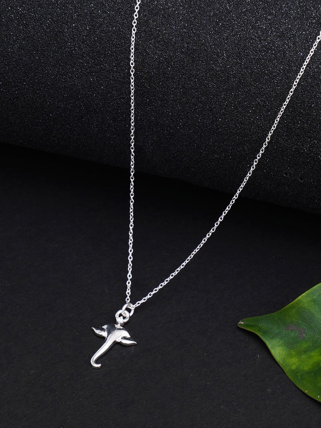 

KUNUZ Silver-Coloured CZ-Studded Pendant With Chain