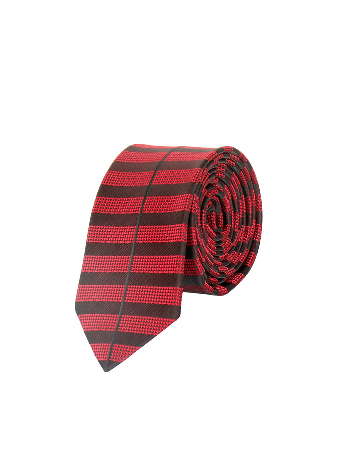 

Alvaro Castagnino Men Red & Black Striped Skinny Tie