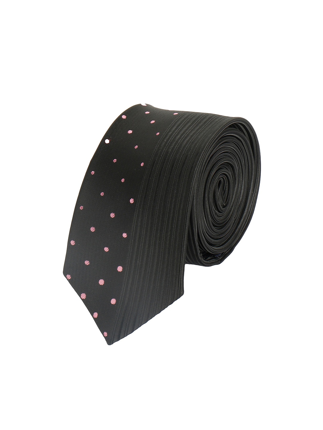 

Alvaro Castagnino Men Black & Pink Woven Design Skinny Tie