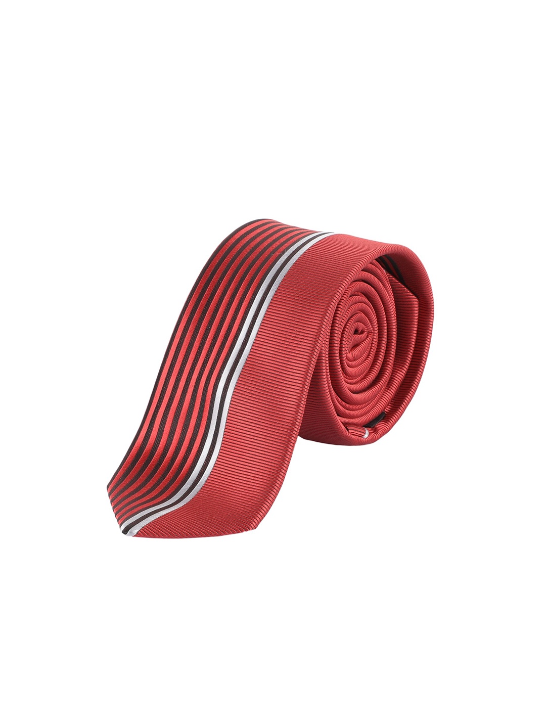 

Alvaro Castagnino Men Red & Black Woven Design Skinny Tie