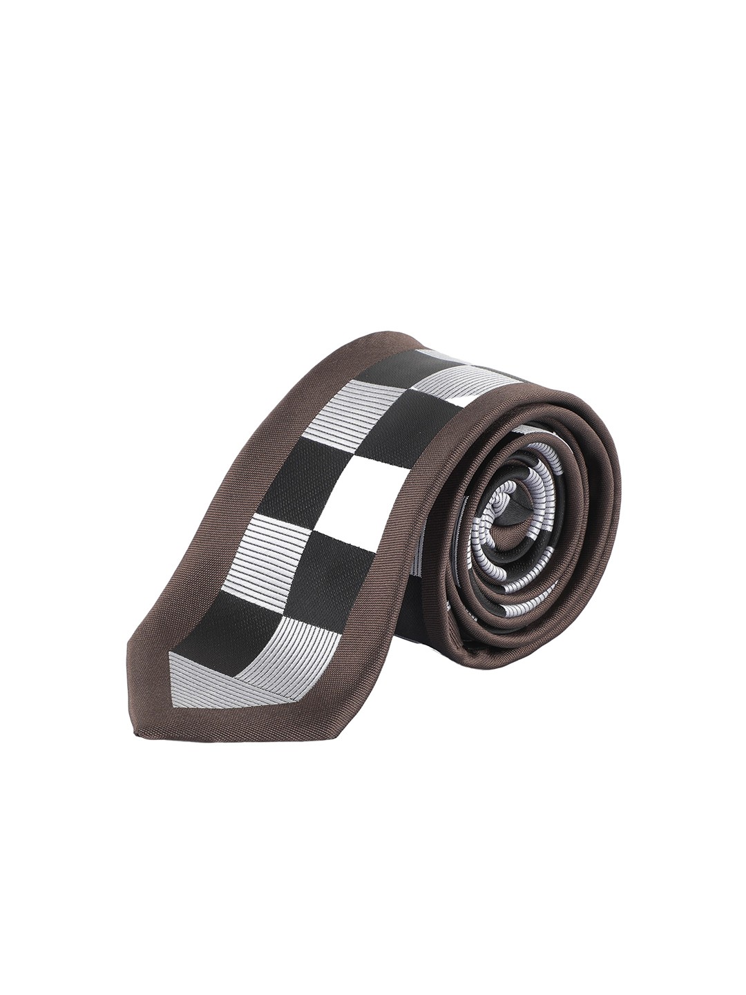 

Alvaro Castagnino Men Brown & White Woven Design Skinny Tie