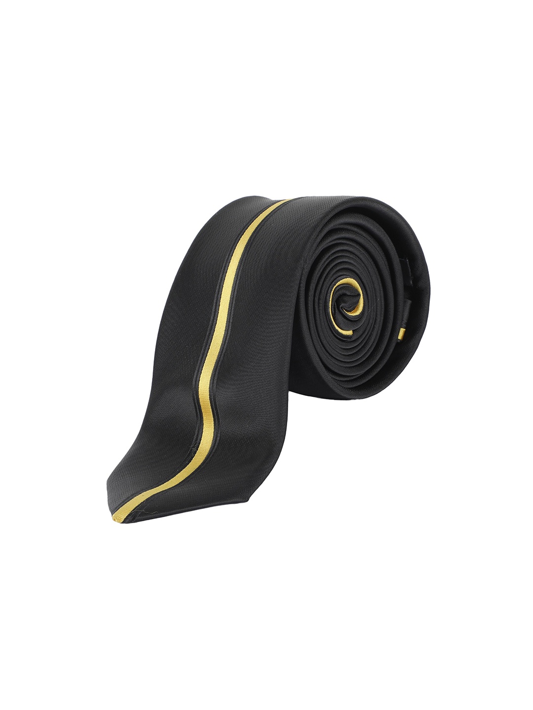 

Alvaro Castagnino Men Black & Gold-Toned Striped Skinny Tie