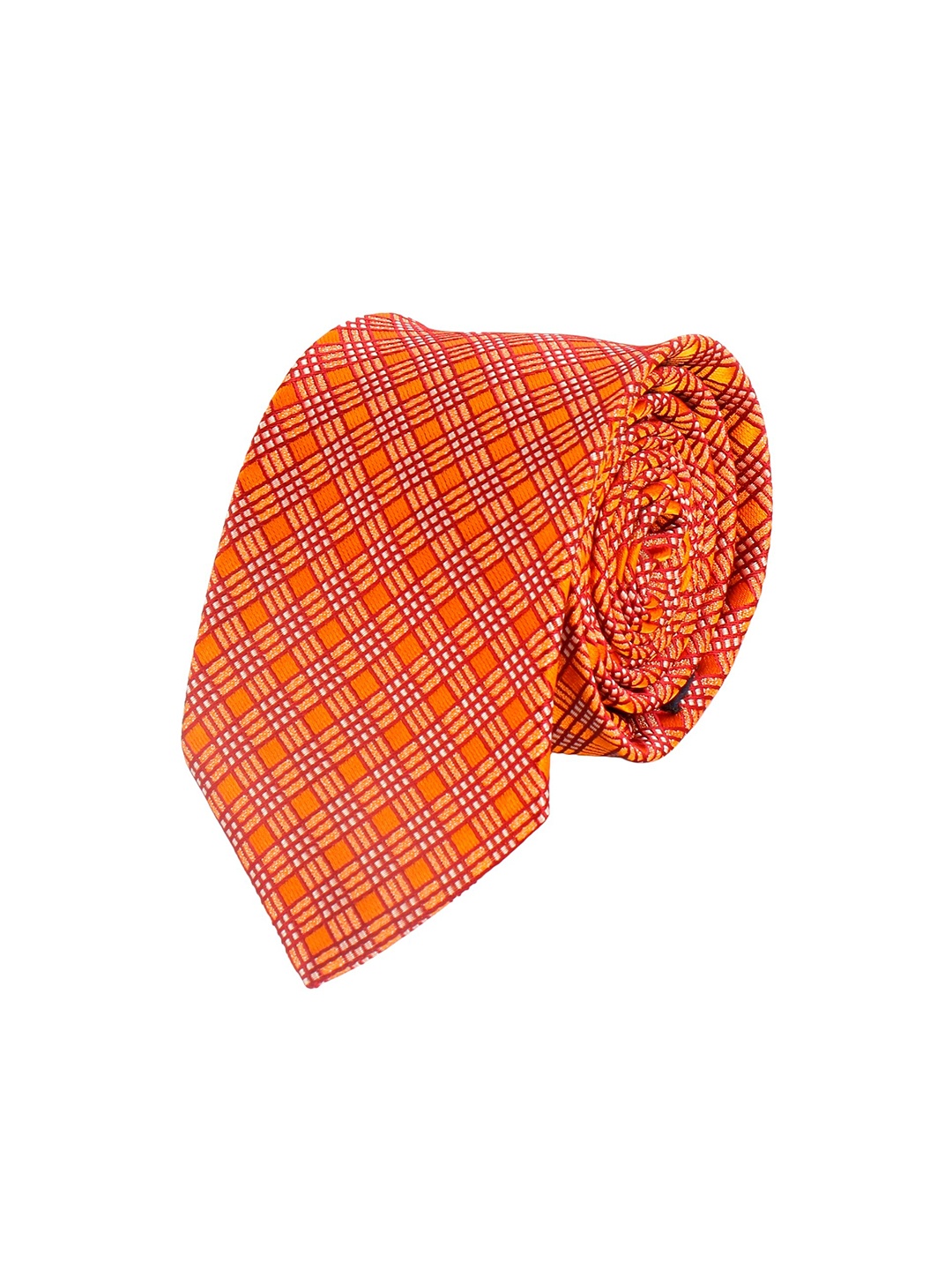 

Alvaro Castagnino Men Orange & Red Checked Broad Tie