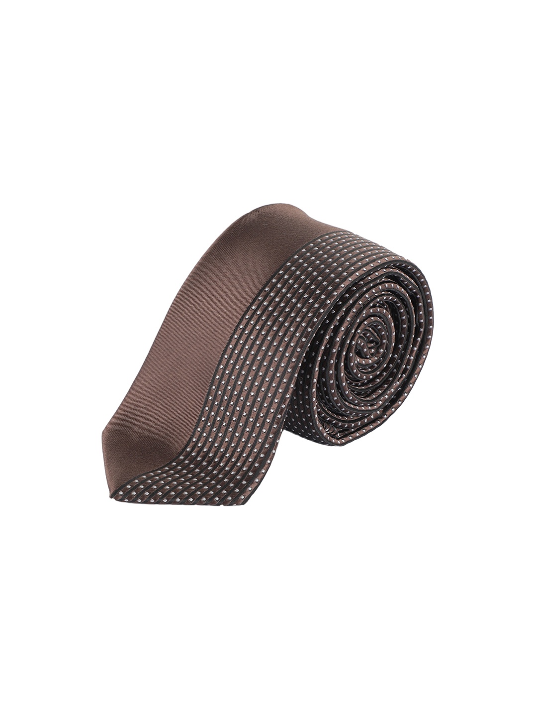 

Alvaro Castagnino Men Brown & White Woven Design Skinny Tie