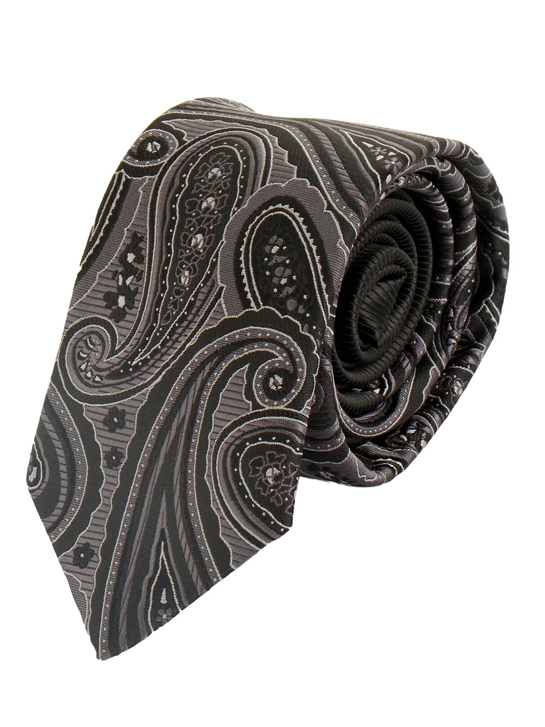 

Alvaro Castagnino Men Grey & Black Woven Design Skinny Tie
