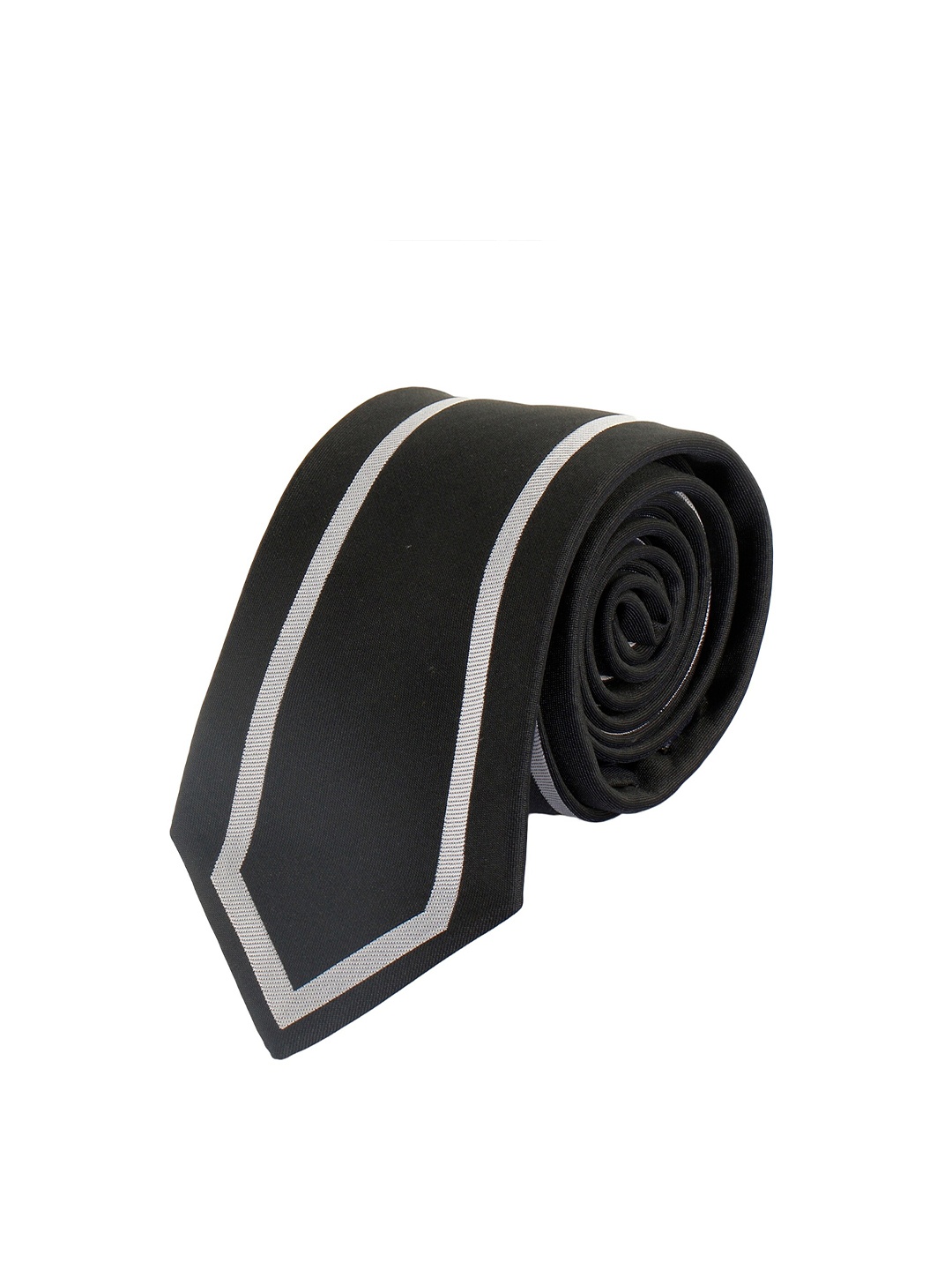 

Alvaro Castagnino Men Black & White Striped Skinny Tie