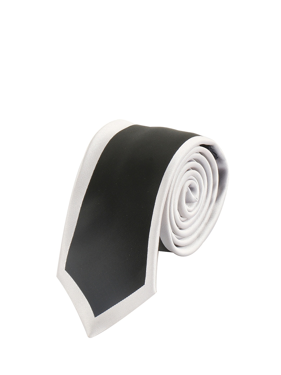 

Alvaro Castagnino Men Black & White Woven Design Skinny Tie