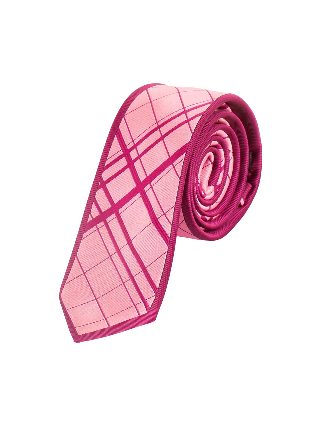 

Alvaro Castagnino Men Pink & Magenta Checked Skinny Tie